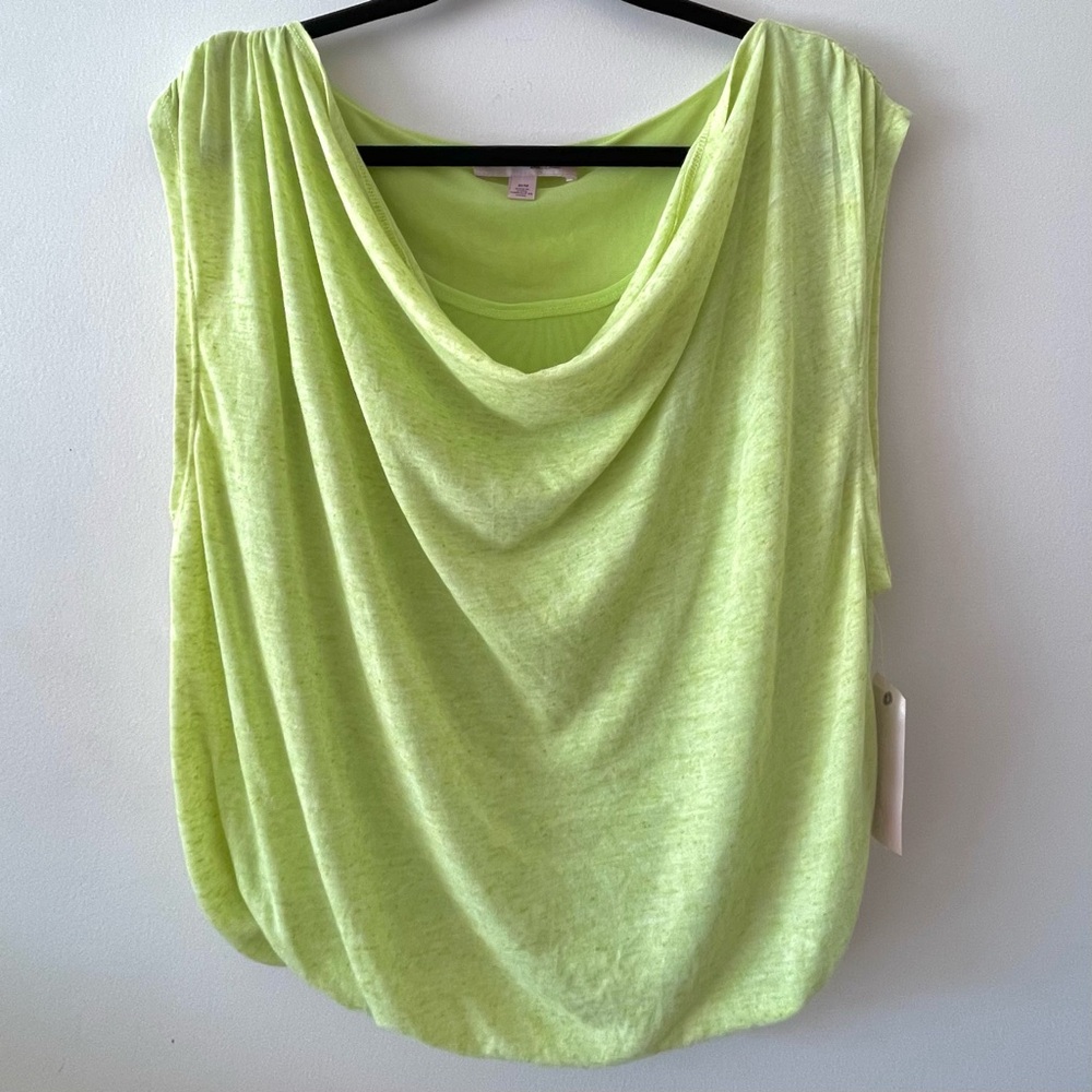 Philosophy Republic Clothing Sleeveless Lime Green  Lined Drape Blouse Size US M